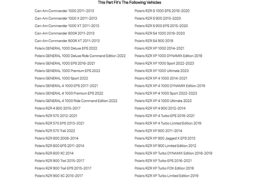 REIGN UTV Steering Rack Boot Kit