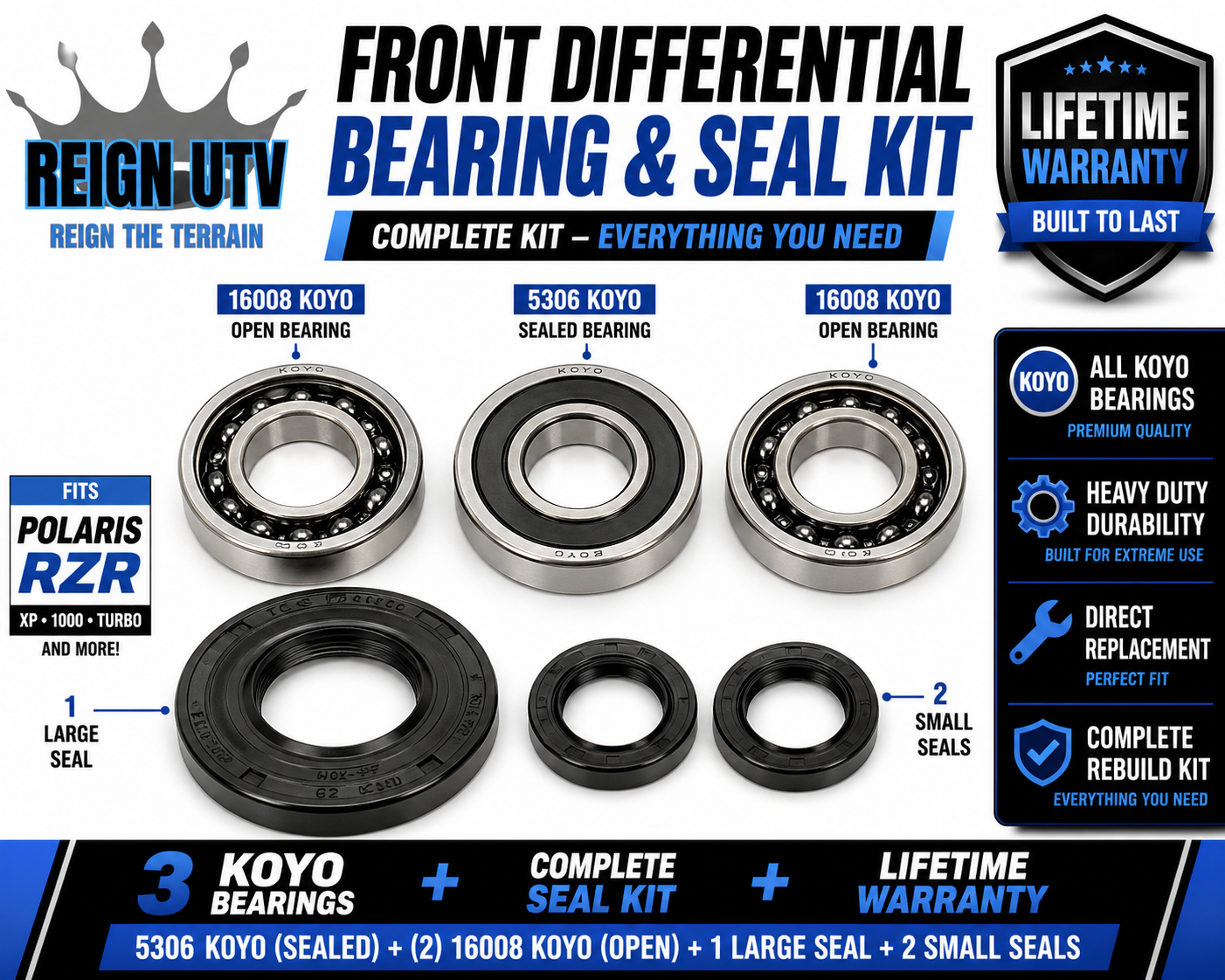 Reign UTV HD RZR ,RS1 / Turbo S Front differential bearing and seal Kit